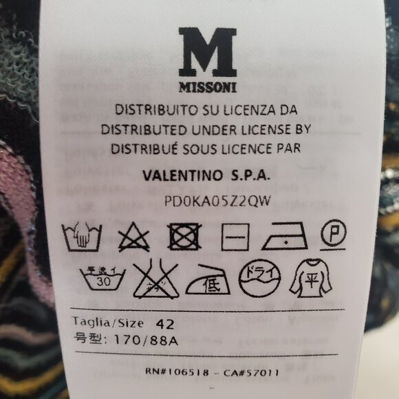 MISSONI Women's Long Duster Open Cardigan Multi-colour Waves Flared Sleeves Boho - Picture 13 of 14